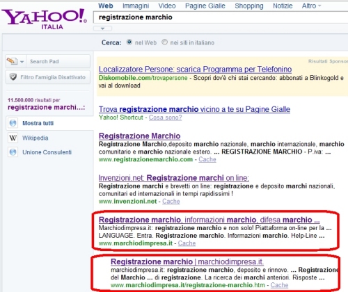 Posizionamento Seo Yahoo